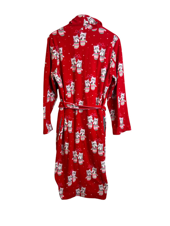 Nick & Nora Robe M/L Red Kittens in Mittens Cats Fleece Holiday Christmas - Picture 8 of 8